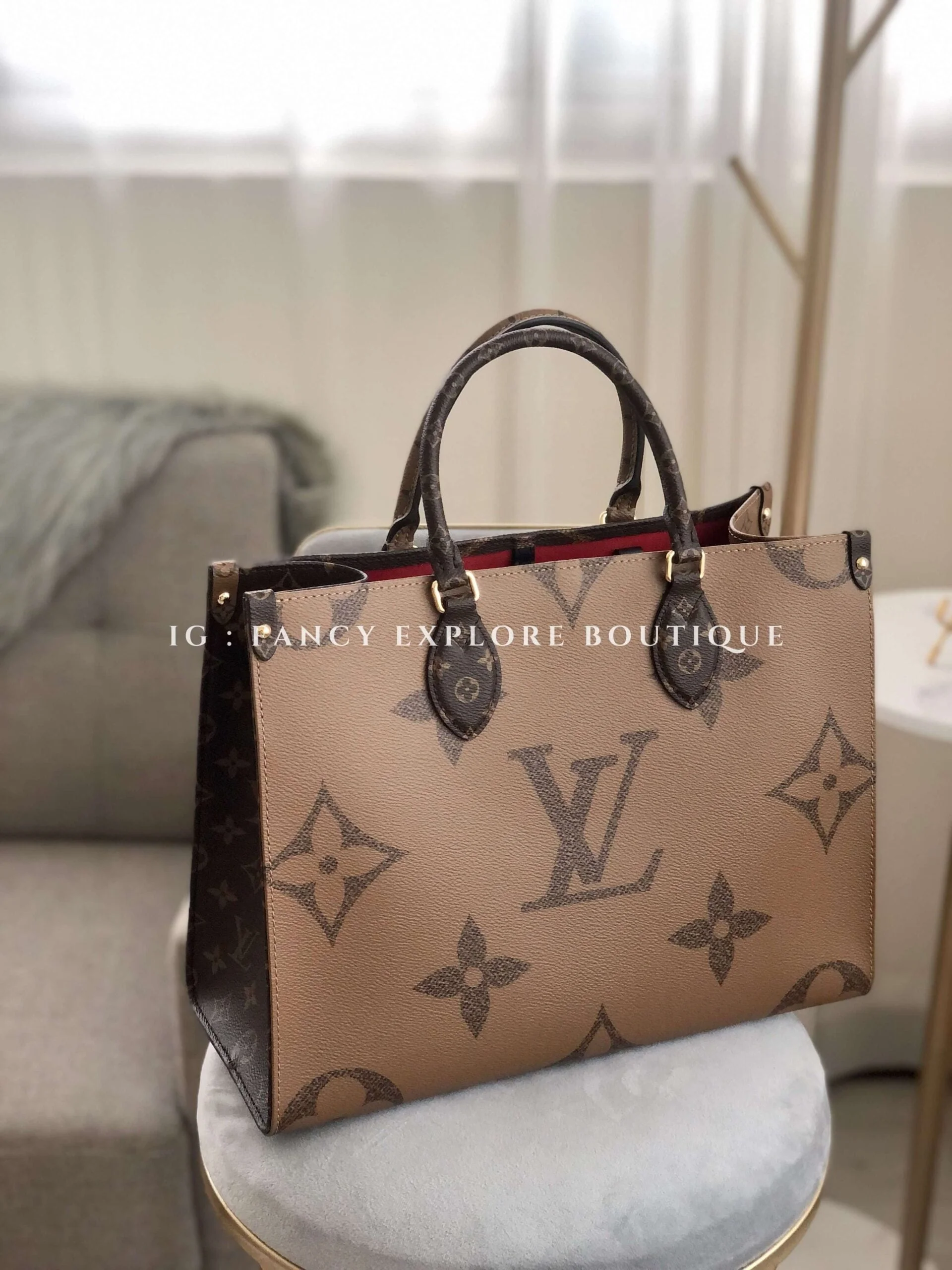 LV M45321 ONTHEGO MM 老花雙色手提袋- Fancy Explore Boutique