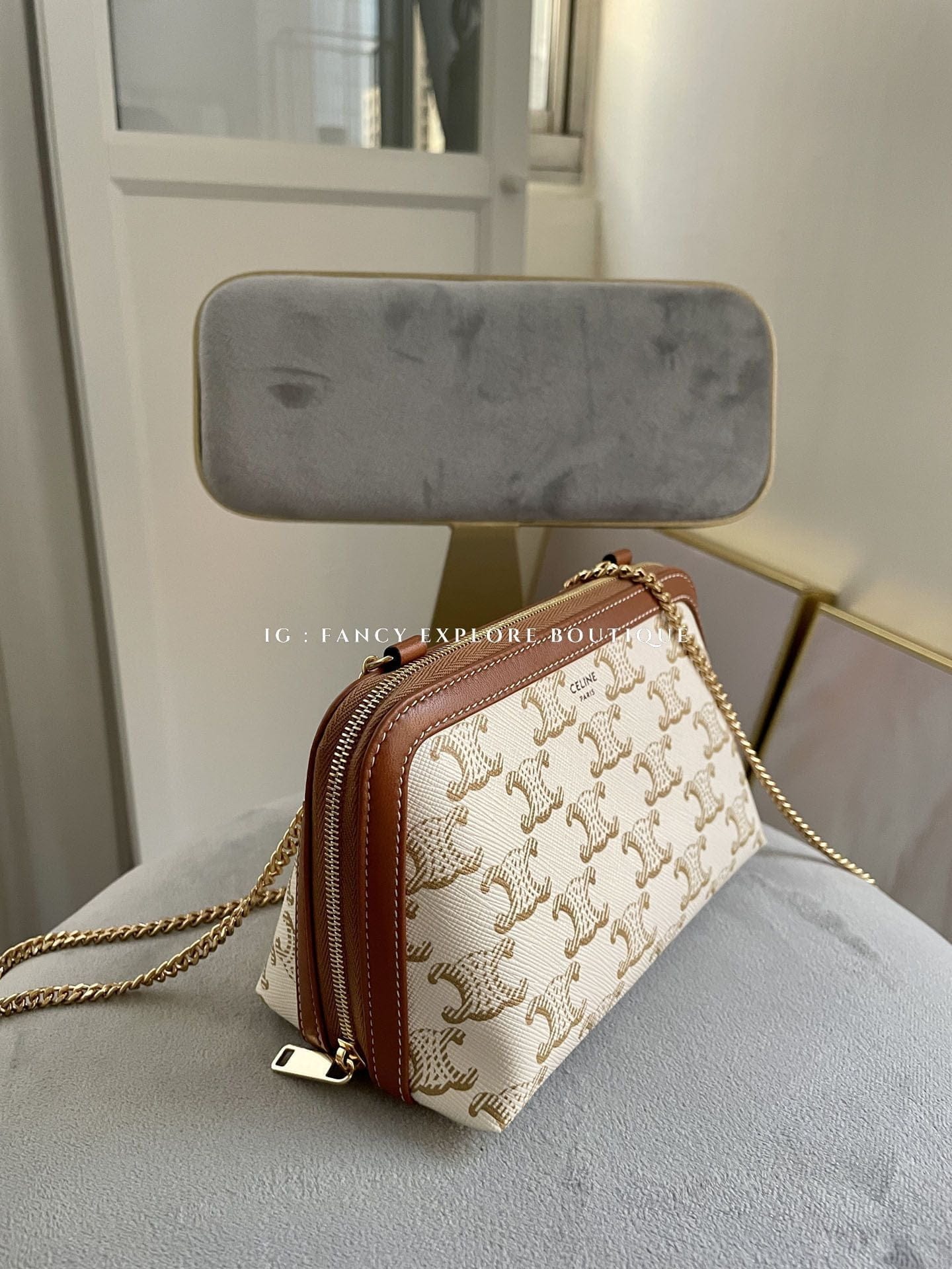 celine white canvas bolsa