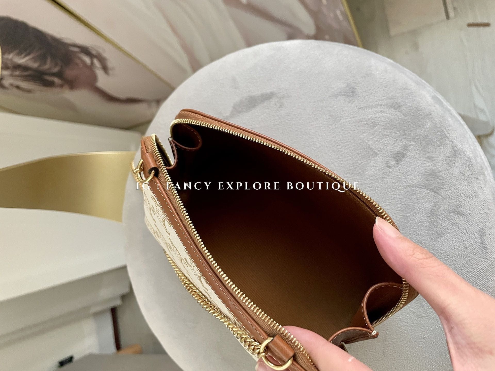 celine white canvas bolsa