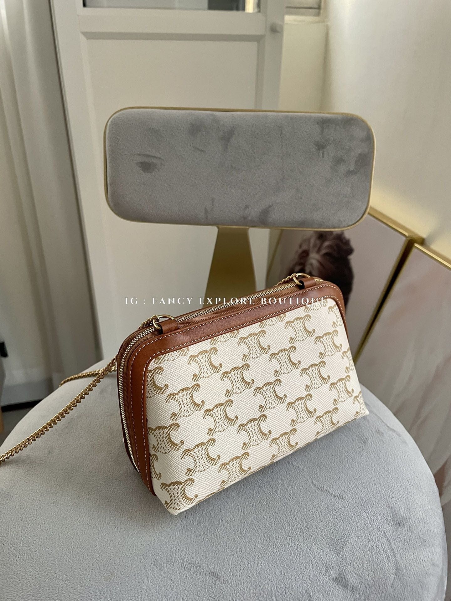 celine white canvas bolsa