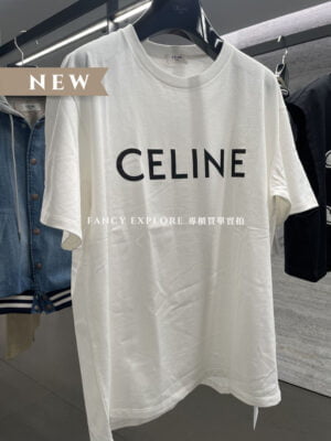 CELINE 棉質平織布 寬鬆T恤 白