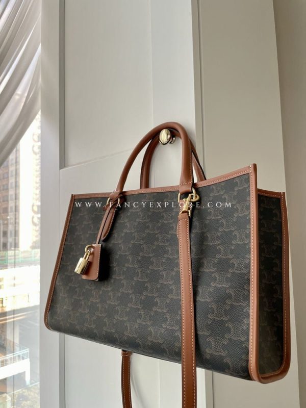 CELINE TRIOMPHE帆布小牛皮CABAS 托特包