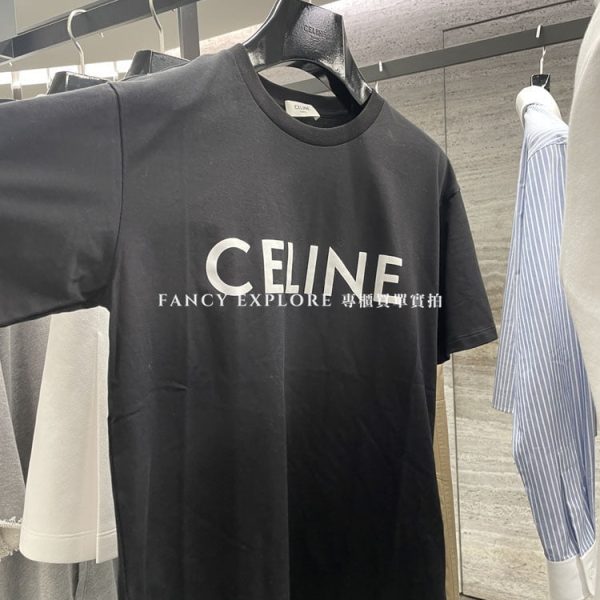 CELINE 棉質平織布 寬鬆T恤 黑