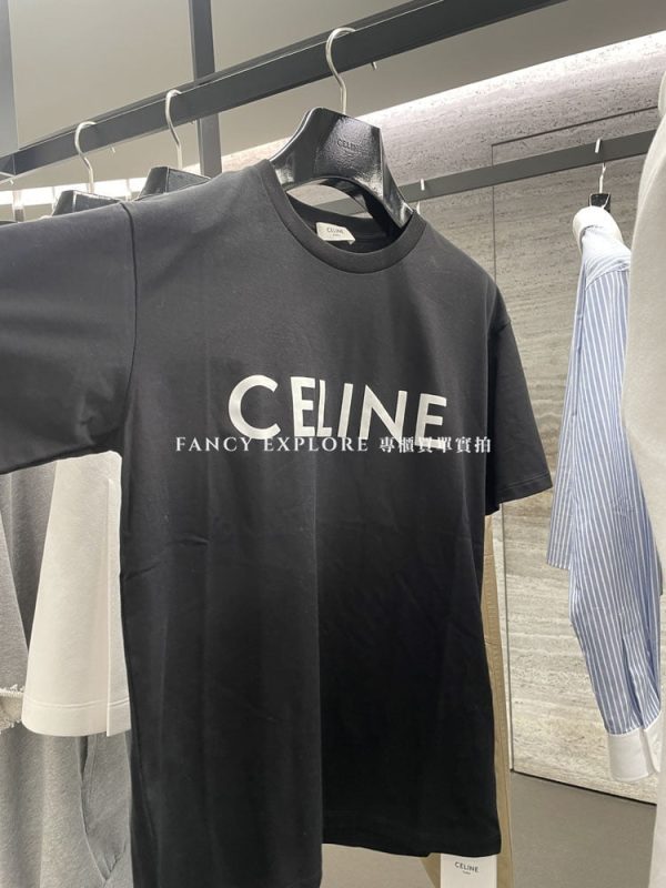 CELINE 棉質平織布 寬鬆T恤 黑